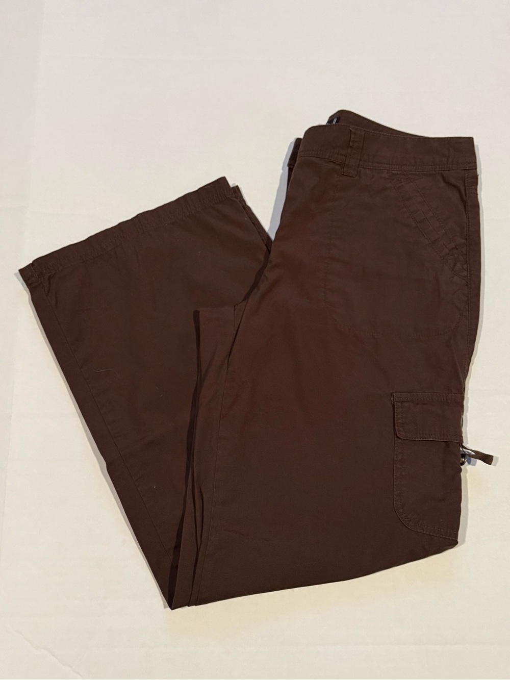 Rafaella Women's Wide Leg Cargo Pants with Double Button Closure Chocolate Brown